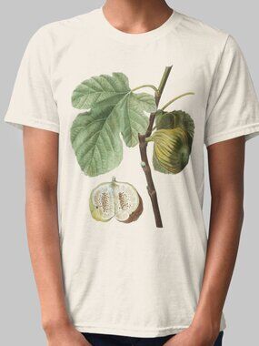 Fig Vintage Botanical Print Short Sleeve Graphic Tee T-shirt S-XXL